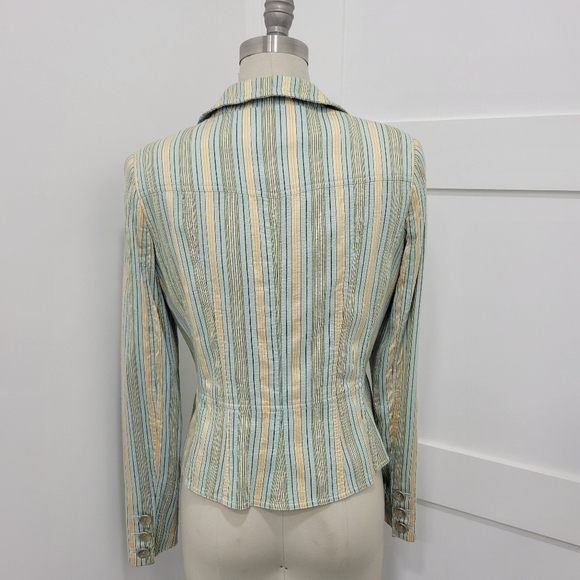 VINTAGE Carlisle Striped Silk Lined Jacket Blazer Career Size 6 - Picture 6 of 15